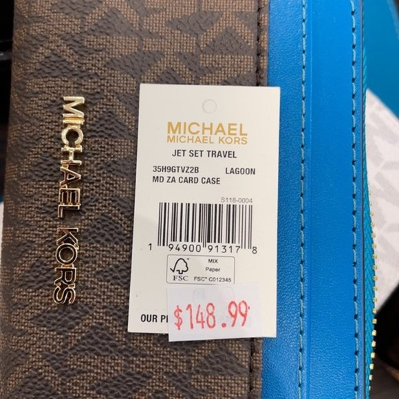 Michael Kors Medium ZA Card Case Wallet Lagoon - Picture 3 of 3